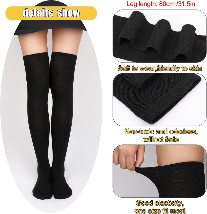 KINBOM 1 Pair Thigh High Socks, Cotton Soft Knee High Long Stockings Women Leg Warmers for Wednesday Christmas Cosplay - Image 3